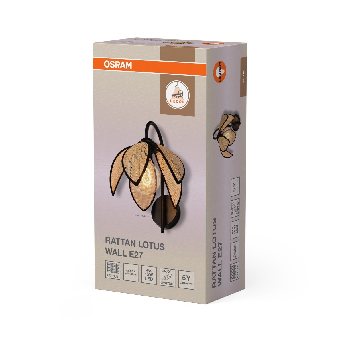 4058075847262 - Ratanové nástěnné svítidlo Rattan Lotus, 1x E27, Hnědé - Czechia LEDVANCE e - shop