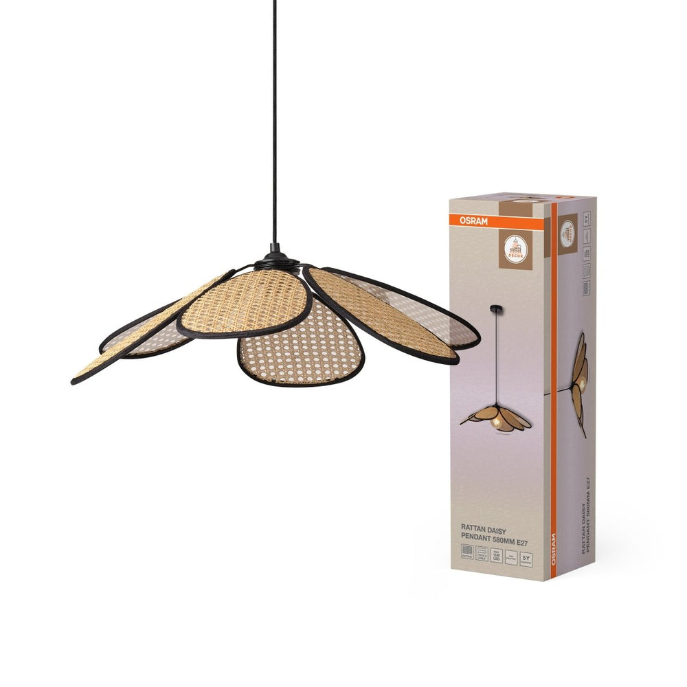 Ratanové závěsné svítidlo Rattan Daisy 580mm, 1x E27, Hnědé