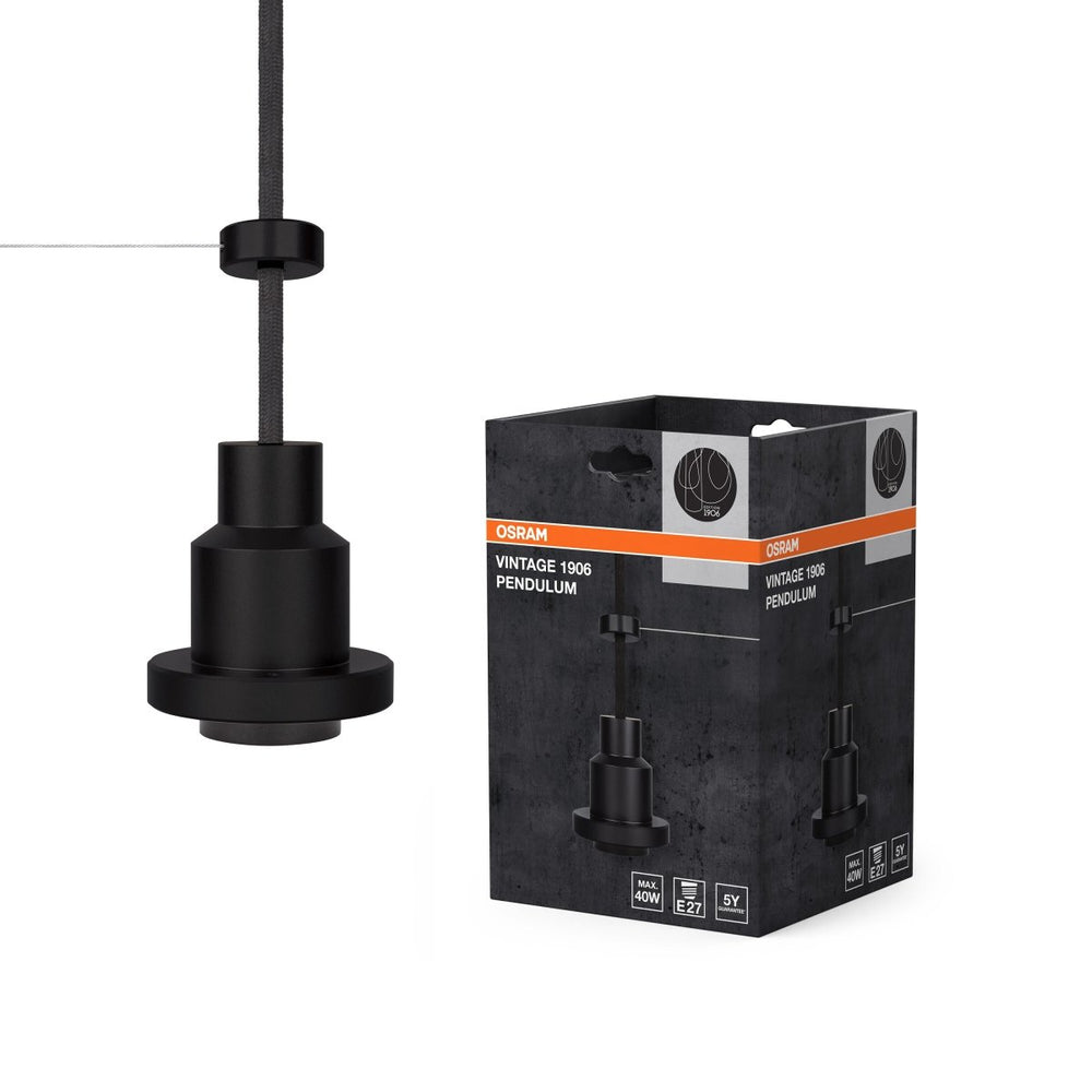 Retro závěsné světlo E27 Vintage 1906 PenduLum Black OSRAM