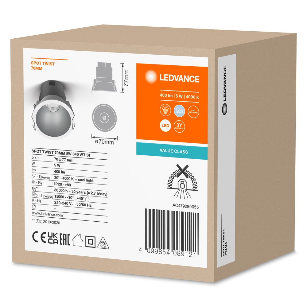 4099854089121 - Šedé LED podhledové svítidlo 5 W SPOT 70mm, studená bílá - Podhledové svítidlo - LEDVANCE e - shop