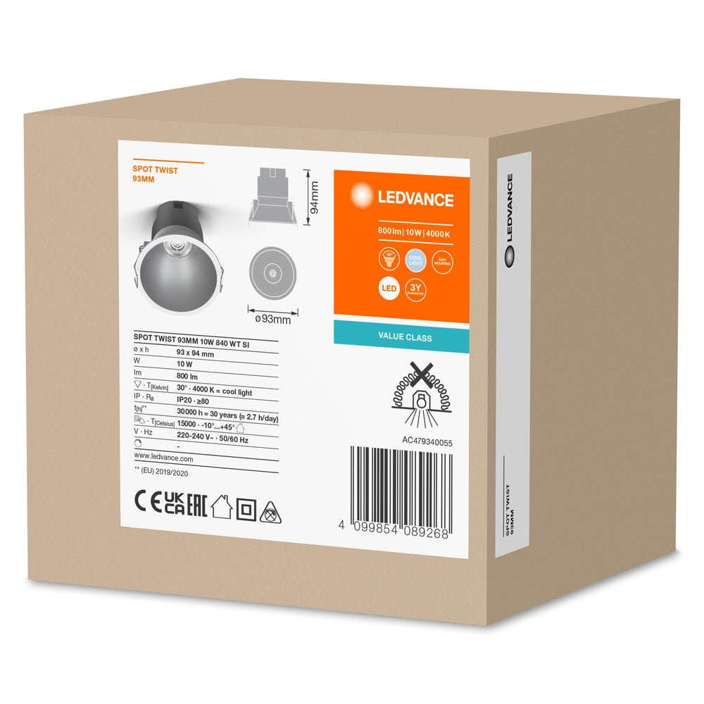 4099854089268 - Šedé LED podhledové svítidlo TWIST 93mm, studená bílá - Podhledové svítidlo - LEDVANCE e - shop