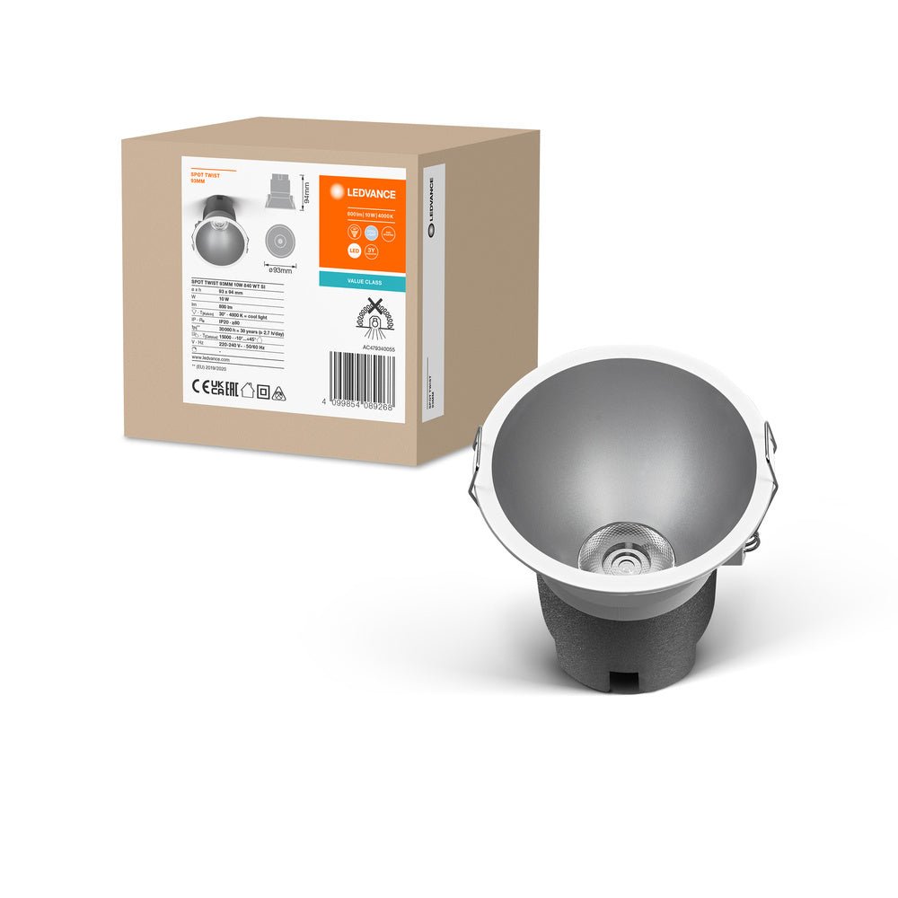Šedé LED podhledové svítidlo TWIST 93mm, studená bílá