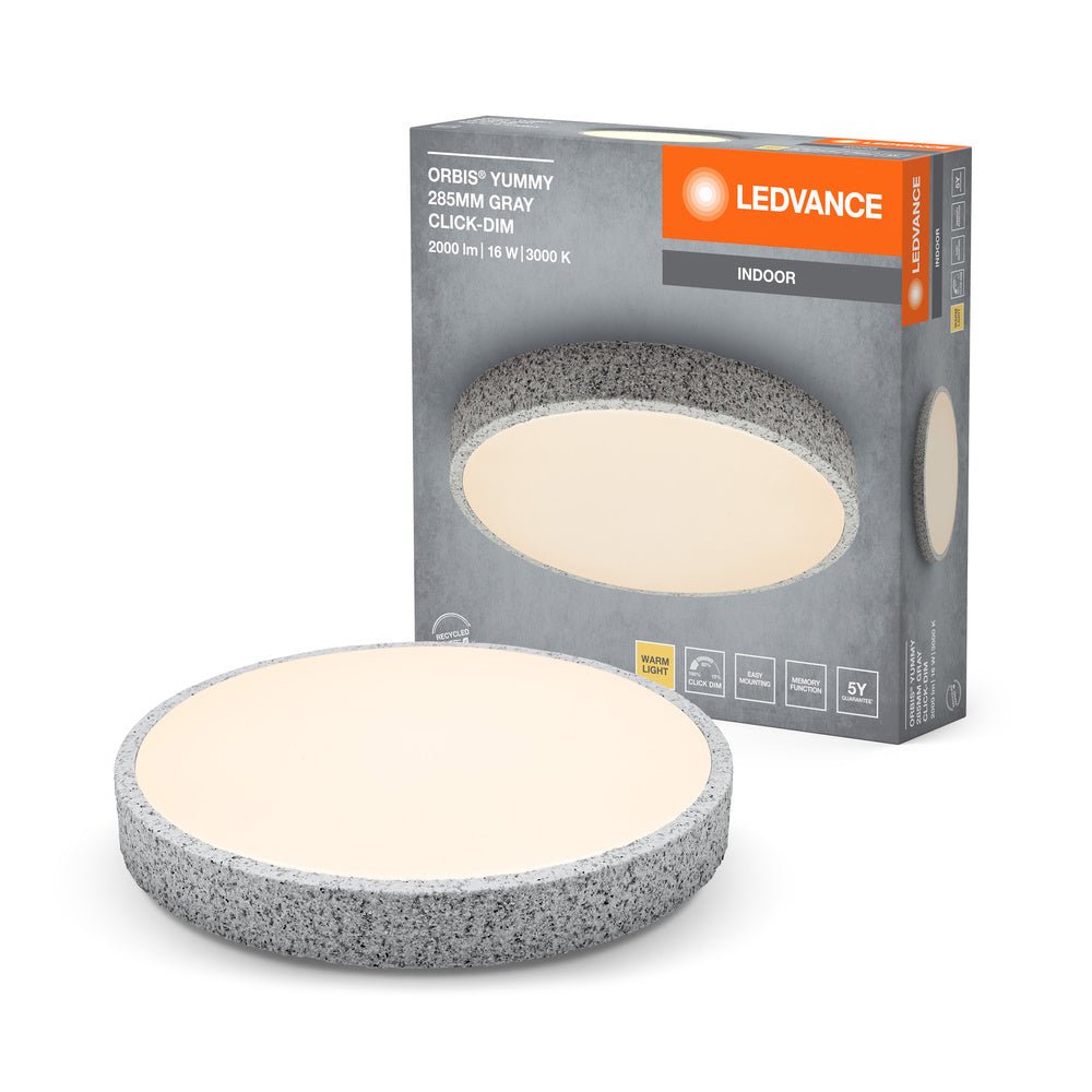 Šedé LED stropní svítidlo 285 mm ORBIS, teplá bílá