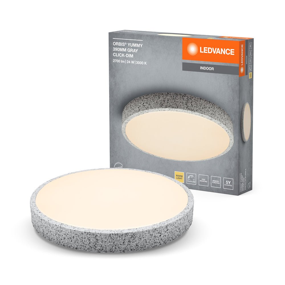 Šedé LED stropní svítidlo 390 mm ORBIS, teplá bílá