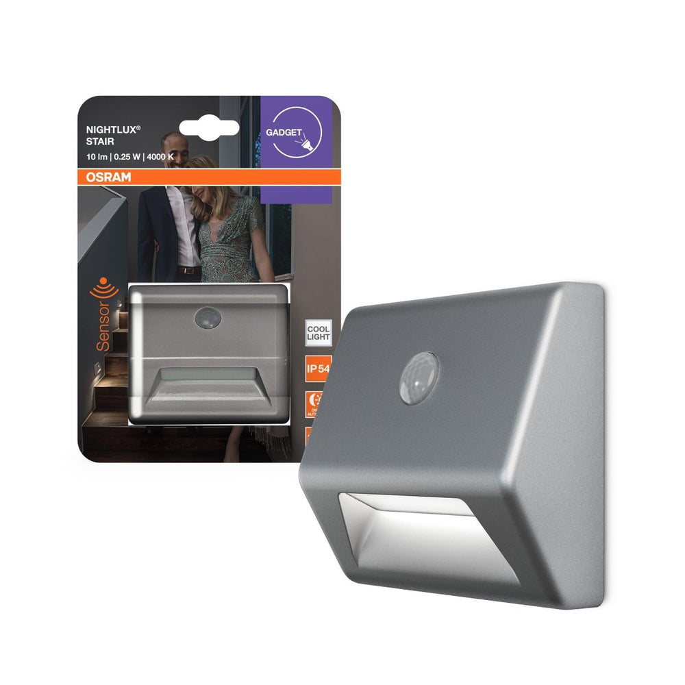 Šedé noční orientační LED světlo na schody STAIR s čidlem OSRAM