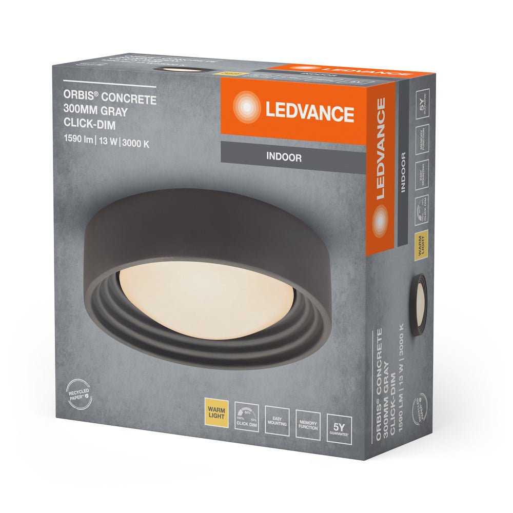 4099854278761 - Šedé stropní svítidlo 13W ORBIS 300mm, teplá bílá - Stropní svítidlo - LEDVANCE e - shop