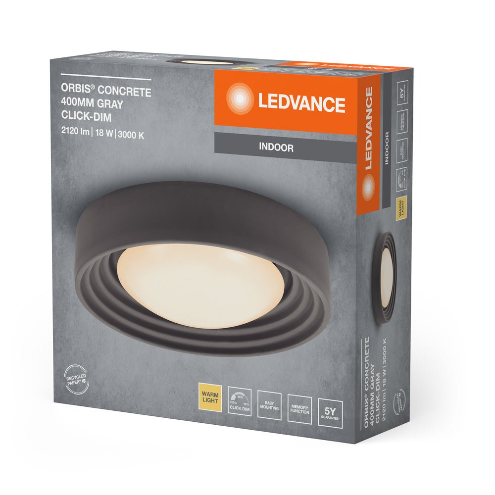 4099854278785 - Šedé stropní svítidlo 18W ORBIS 400mm, teplá bílá - Stropní svítidlo - LEDVANCE e - shop