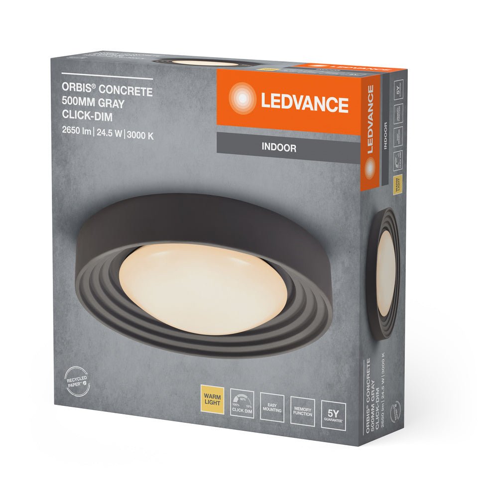 4099854278808 - Šedé stropní svítidlo 24.5W ORBIS 500mm, teplá bílá - Stropní svítidlo - LEDVANCE e - shop