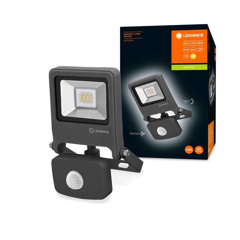 Tmavě šedý venkovní reflektor ENDURA IP44 1 W se senzorem, teplá bílá