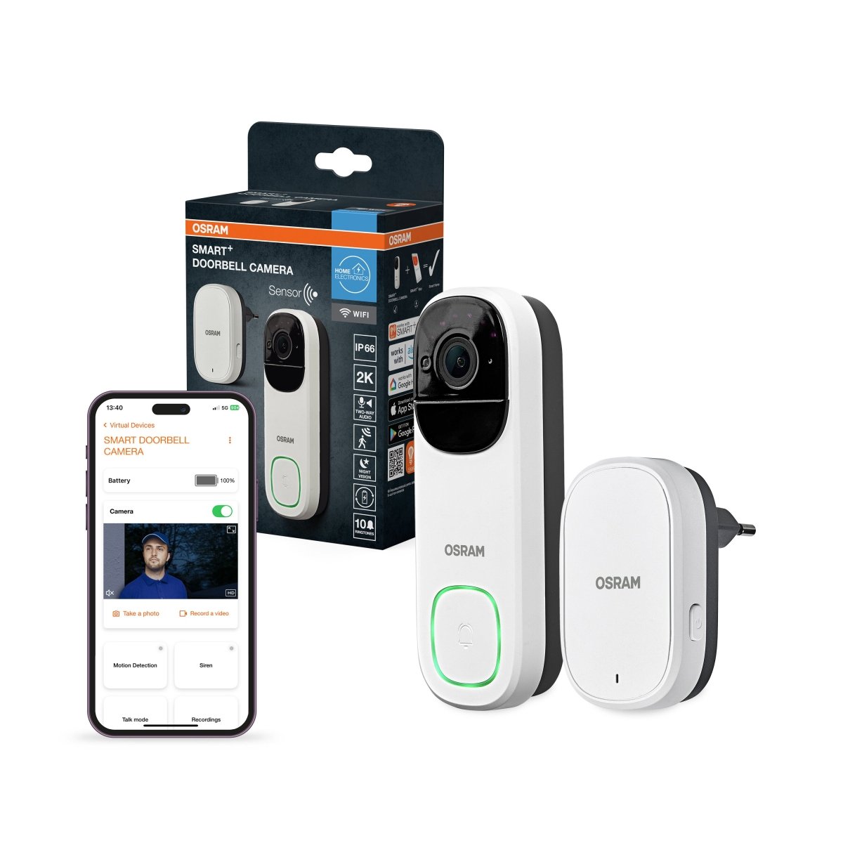 4058075850613 - SMART+ Chytrý WiFi dveřní zvonek s kamerou, bílá - Doplněk - Czechia LEDVANCE e-shop