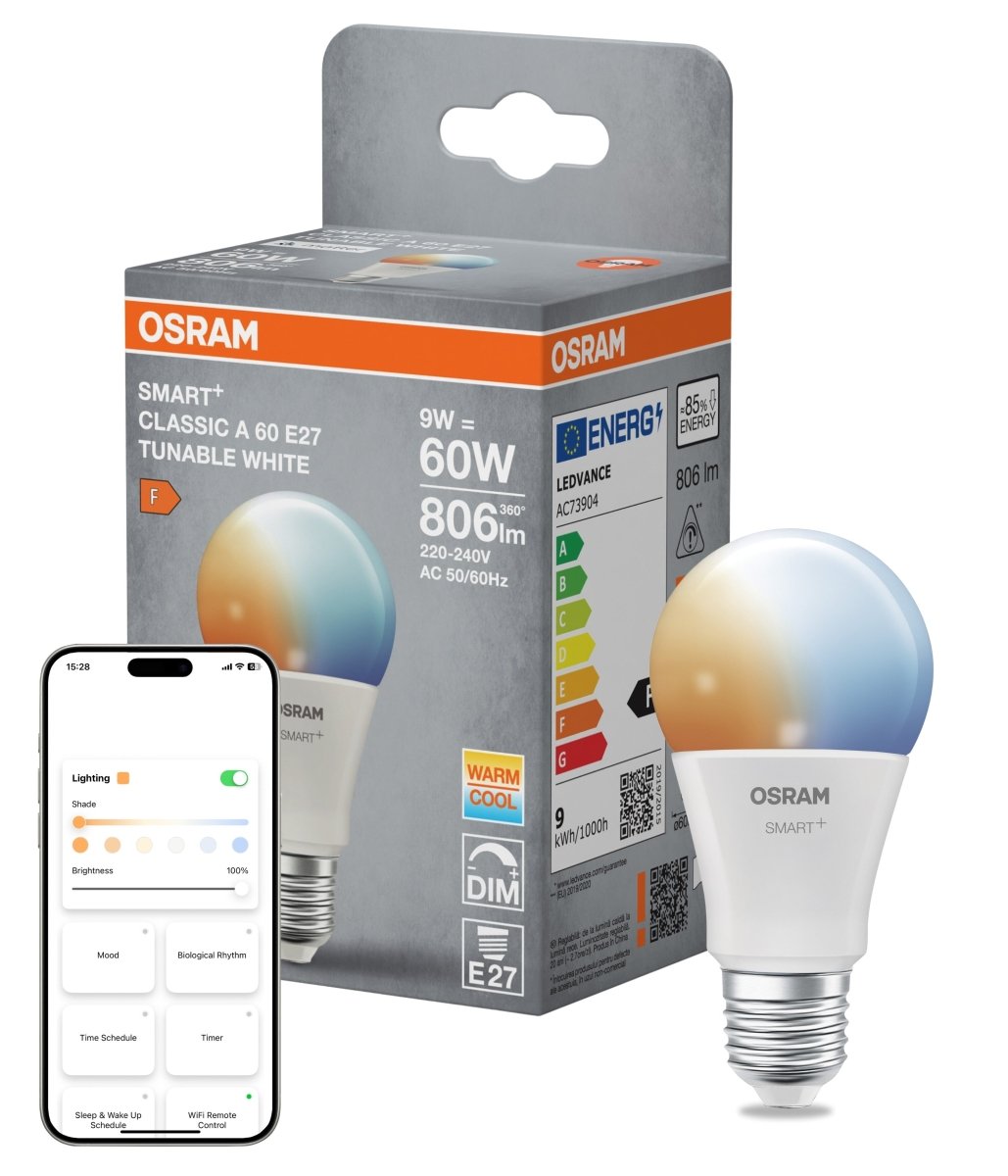 Smart LED žárovka SMART+ MATTER Classic A60, 9W, Nastavitelná bílá, E2