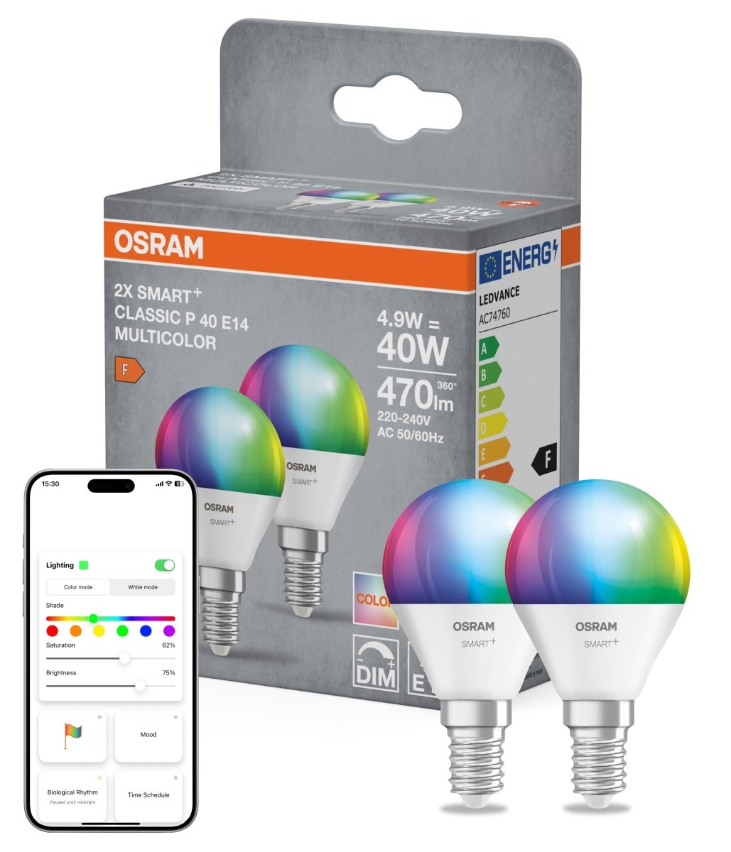 Smart LED žárovka SMART+ MATTER Classic P40, 4.9W, Nastavitelná bílá