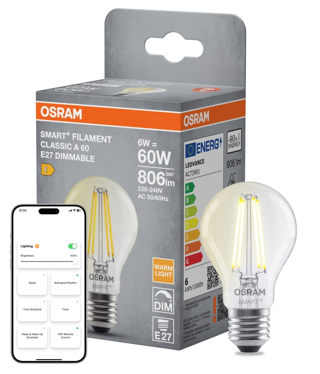 4099854530005 - Smart LED žárovka SMART+ MATTER Filament Classic A60, 6W, Teplá bílá, E27 - Czechia LEDVANCE e - shop