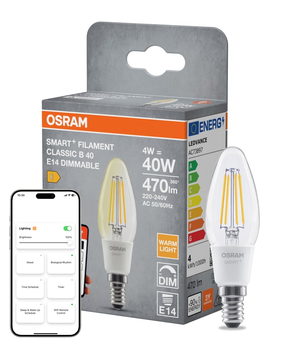 4099854530067 - Smart LED žárovka SMART+ MATTER Filament Classic B40, 4W, Teplá bílá, E14 - Czechia LEDVANCE e - shop