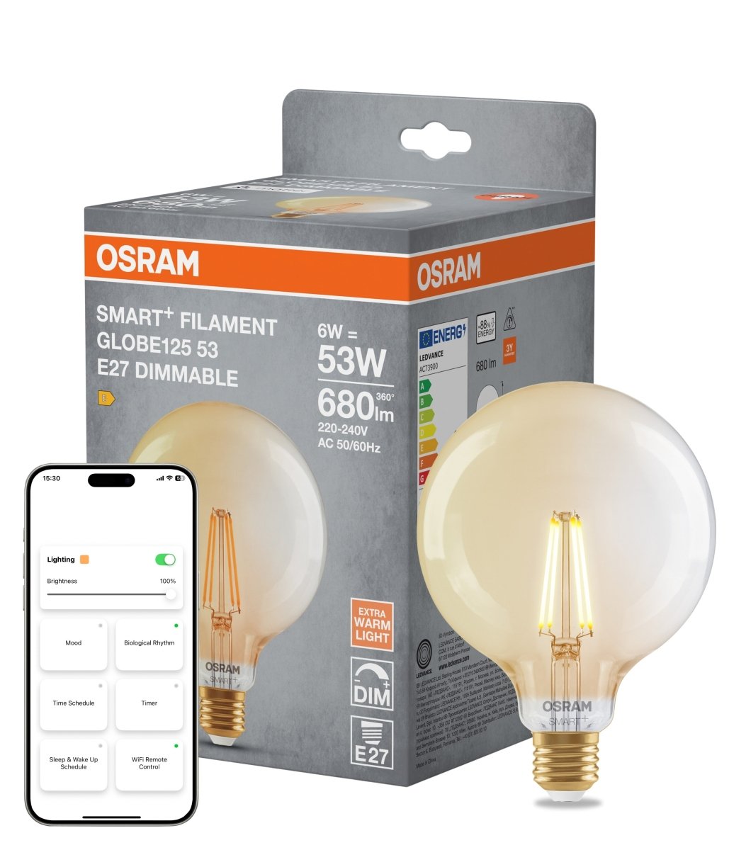 4099854529986 - Smart LED žárovka SMART+ MATTER Filament Classic Globe 53, 6W, Teplá bílá, Zlatá, E27 - Czechia LEDVANCE e - shop