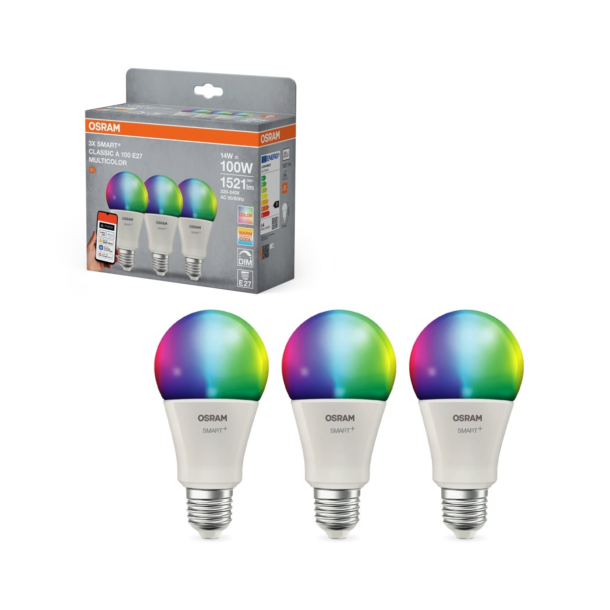 4099854529825 - Smart LED žárovka SMART+ MATTER Multicolor Classic A100, 14W, E27, Triple Pack - Czechia LEDVANCE e - shop