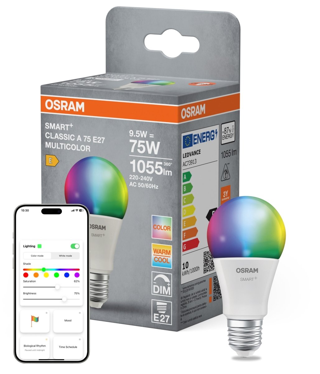 4058075851207 - Smart LED žárovka SMART+ MATTER Multicolor Classic A75, 9.5W, E27 - Czechia LEDVANCE e - shop