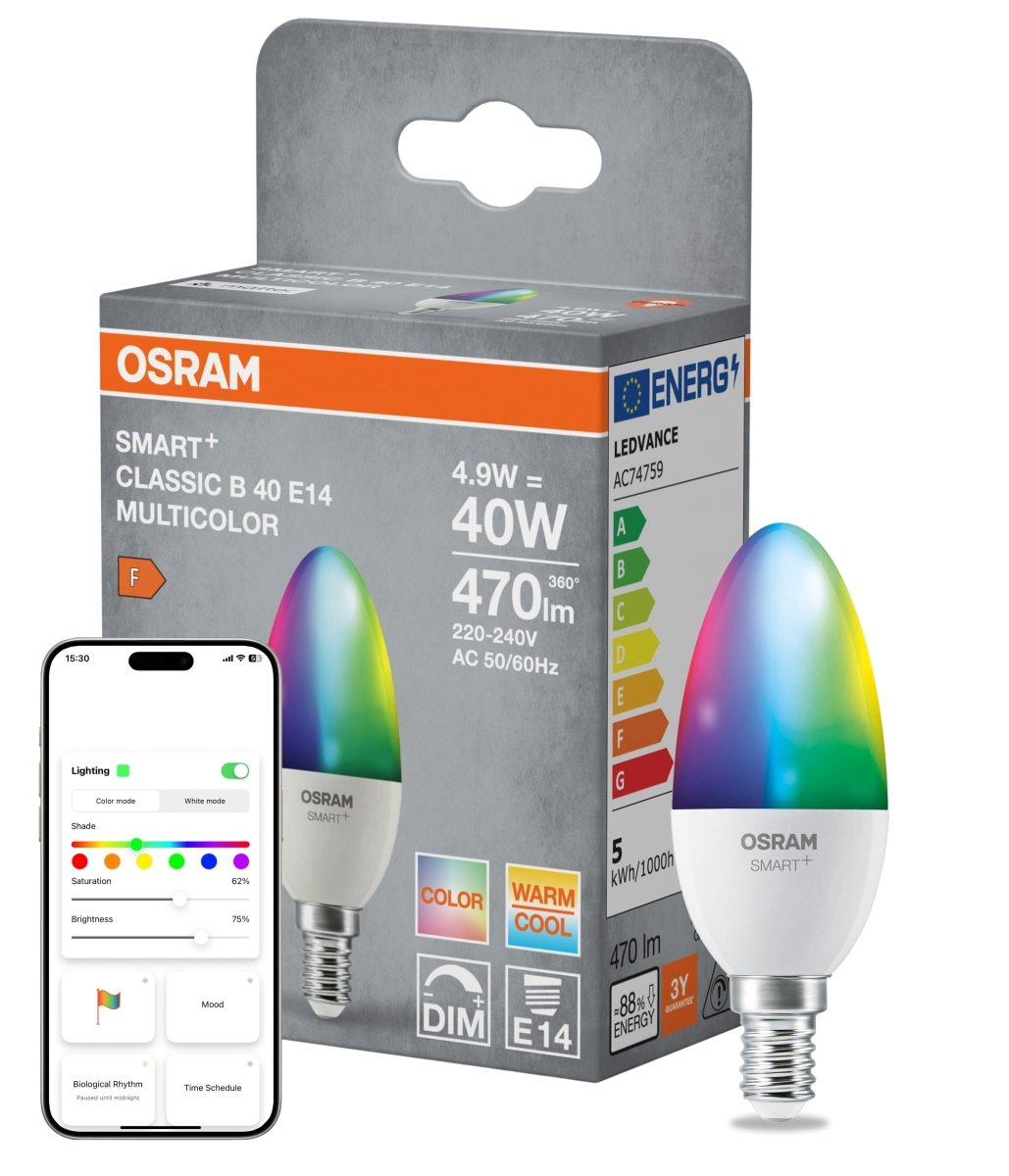 4099854461330 - Smart LED žárovka SMART+ MATTER Multicolor Classic B40, 4.9W, E14 - Czechia LEDVANCE e - shop