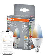 Smart LED žárovka SMART+ MATTER Tunable White Classic B40, 4.9W, E14