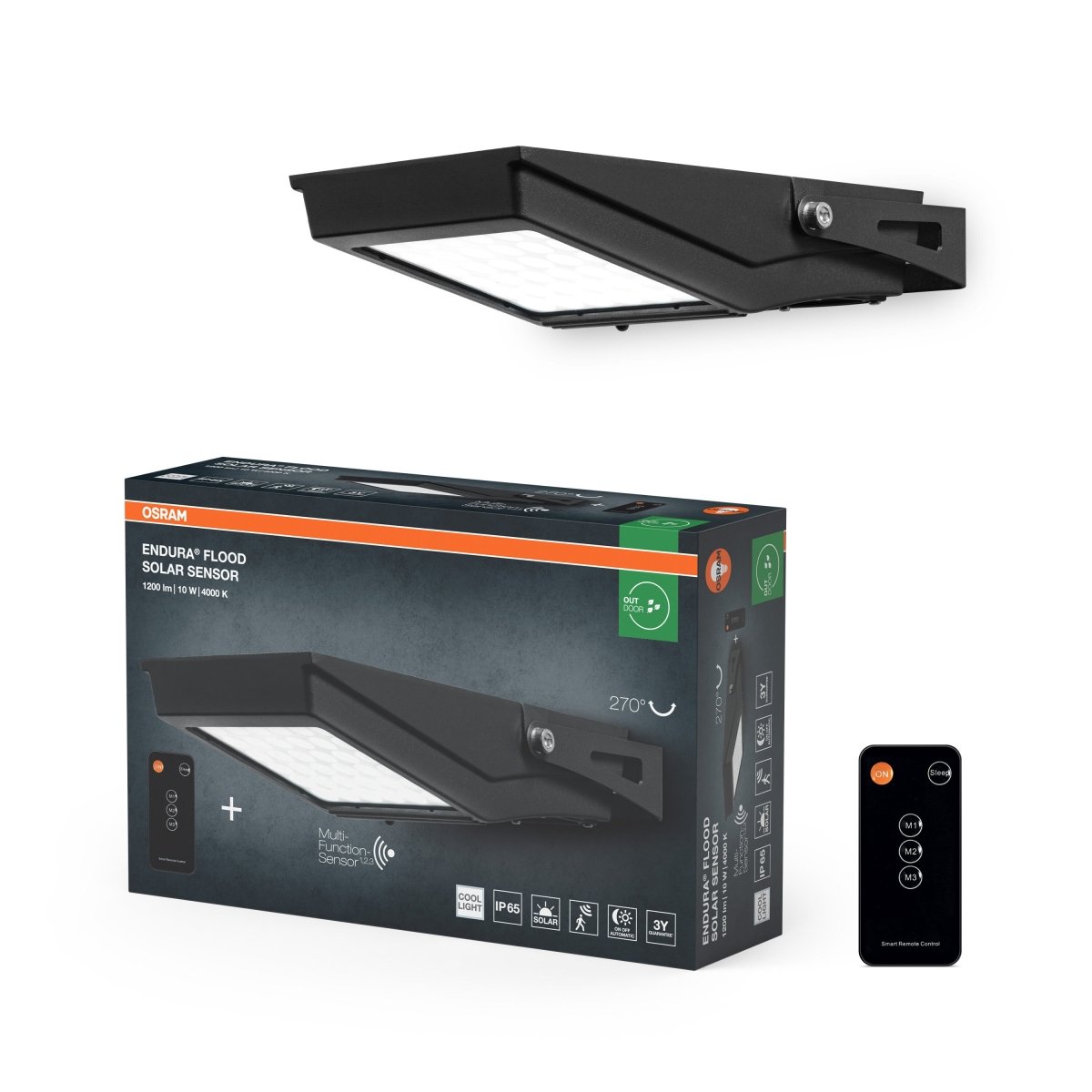 4099854429477 - Solární Reflektor ENDURA® FLOOD Solar Sensor 10W, Studená Bílá s dálkovým ovládáním - Stropní svítidlo - Czechia LEDVANCE e - shop