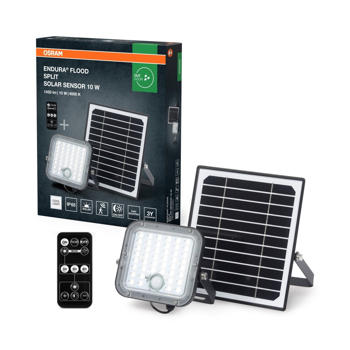4099854429415 - Solární Reflektor ENDURA Flood Split Sensor 10W, Studená Bílá s dálkovým ovládáním - Reflektor - Czechia LEDVANCE e - shop