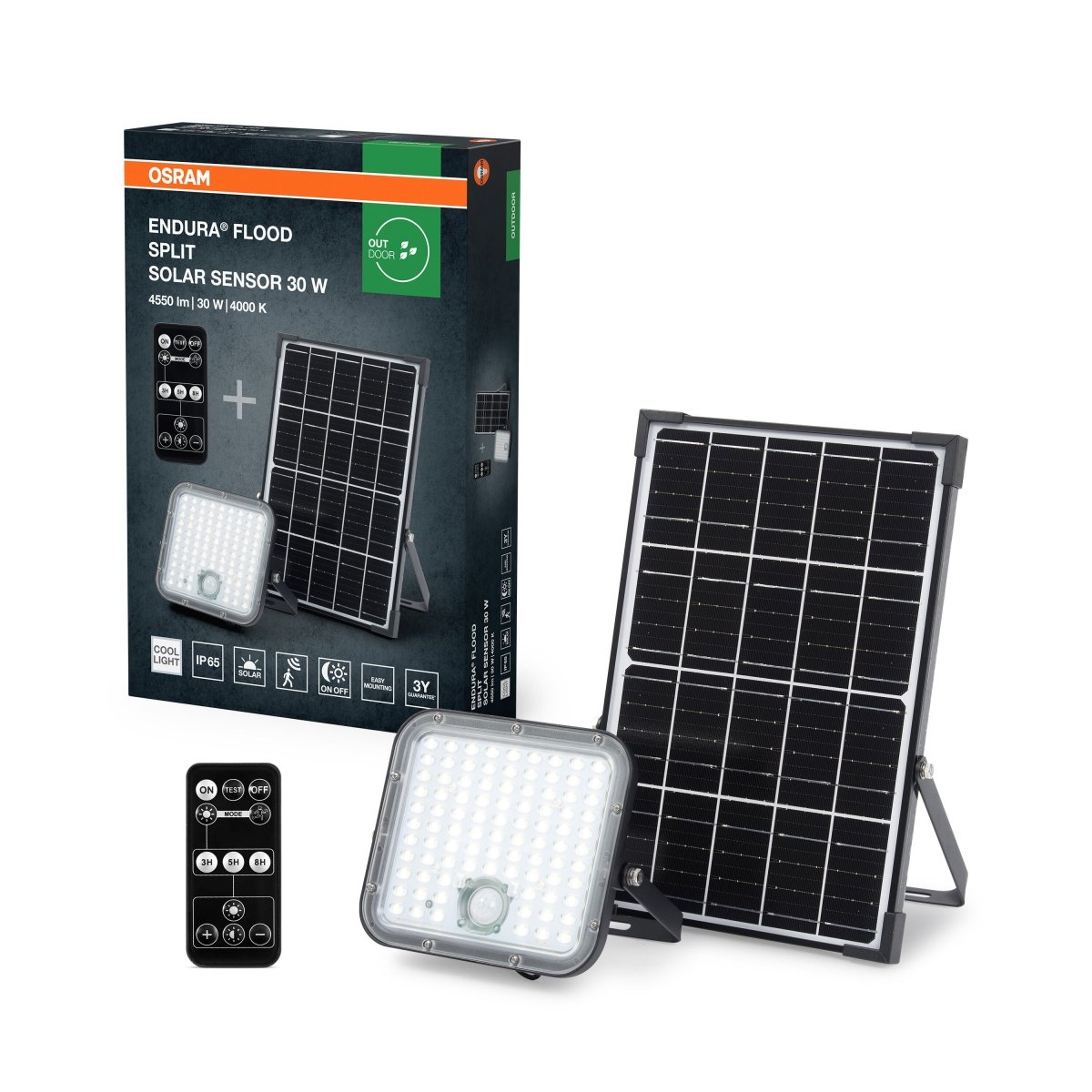 4099854429439 - Solární Reflektor ENDURA Flood Split Sensor 30W, Studená Bílá s dálkovým ovládáním - Reflektor - Czechia LEDVANCE e - shop