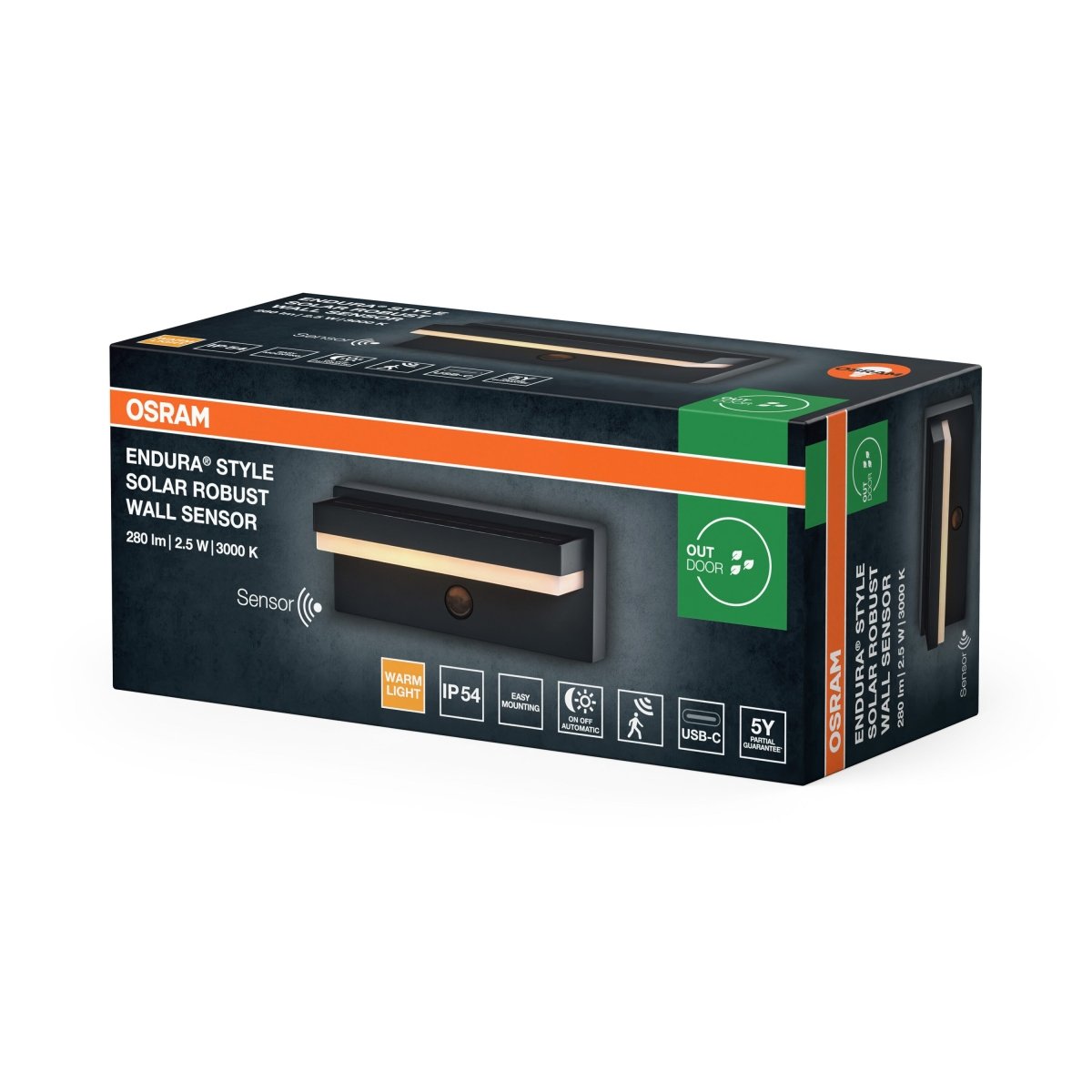 4099854415715 - Solární venkovní svítidlo ENDURA Style Solar + USB Robust, IP54, Tmavě šedé - Czechia LEDVANCE e - shop