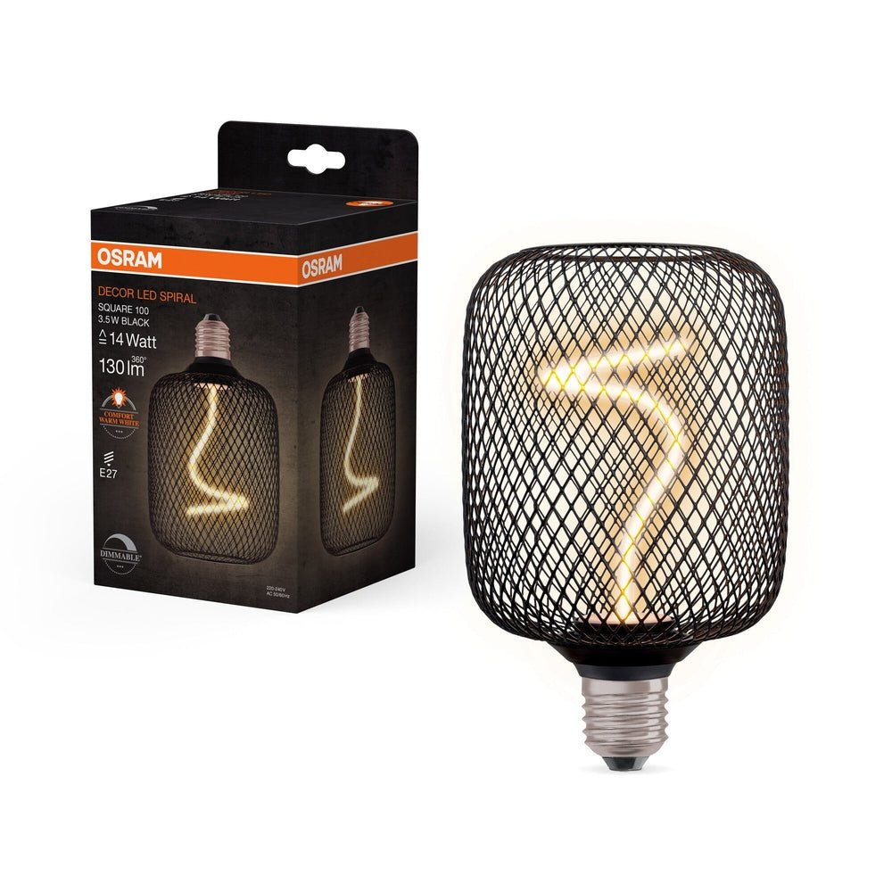Spirálové LED stropní světlo E27 SQUARE BLACK, laditelná teplá bílá