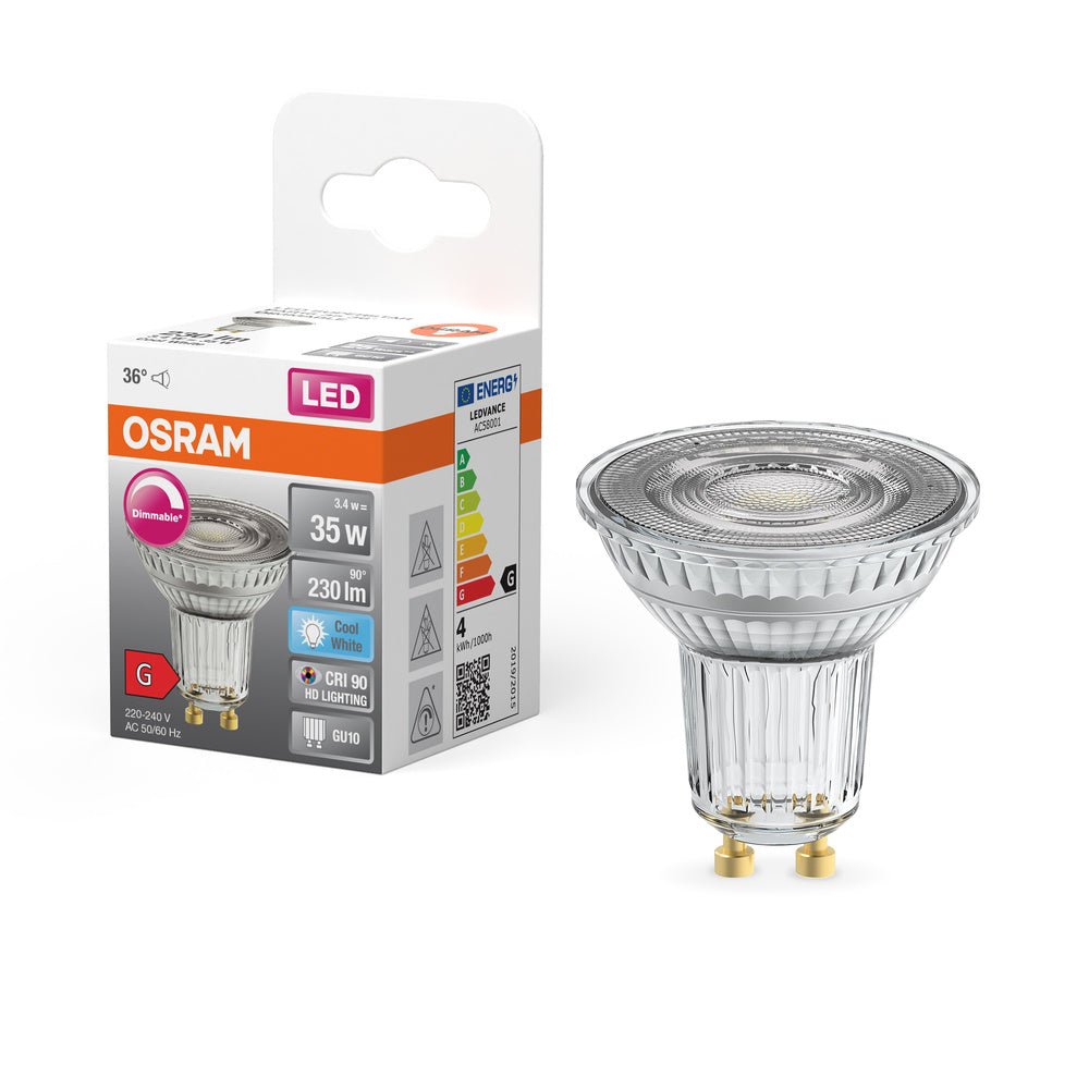 4058075797666 - Stmívatelná LED bodovka GU10 3,4 W HD SUPERSTAR, studená bílá - Žárovka - LEDVANCE e - shop