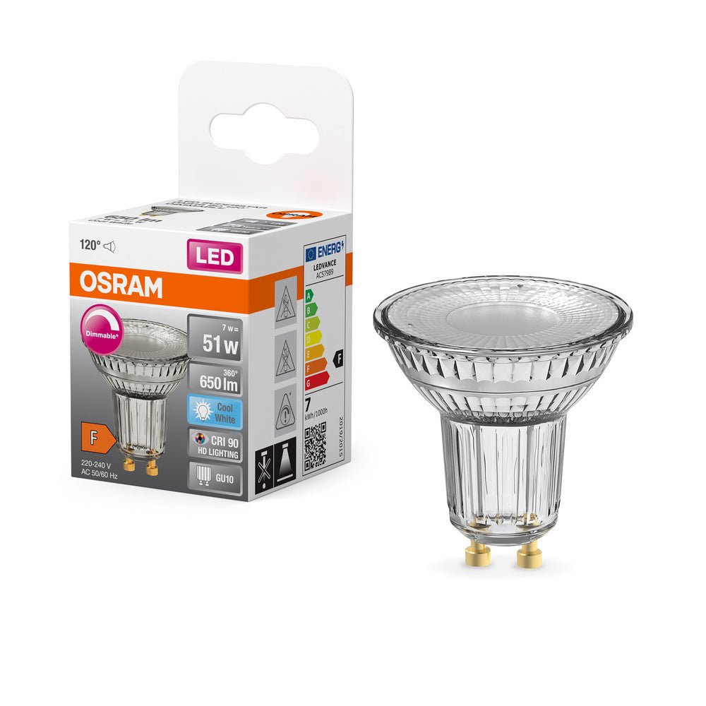 Stmívatelná LED bodovka GU10 7,9 W, studená bílá