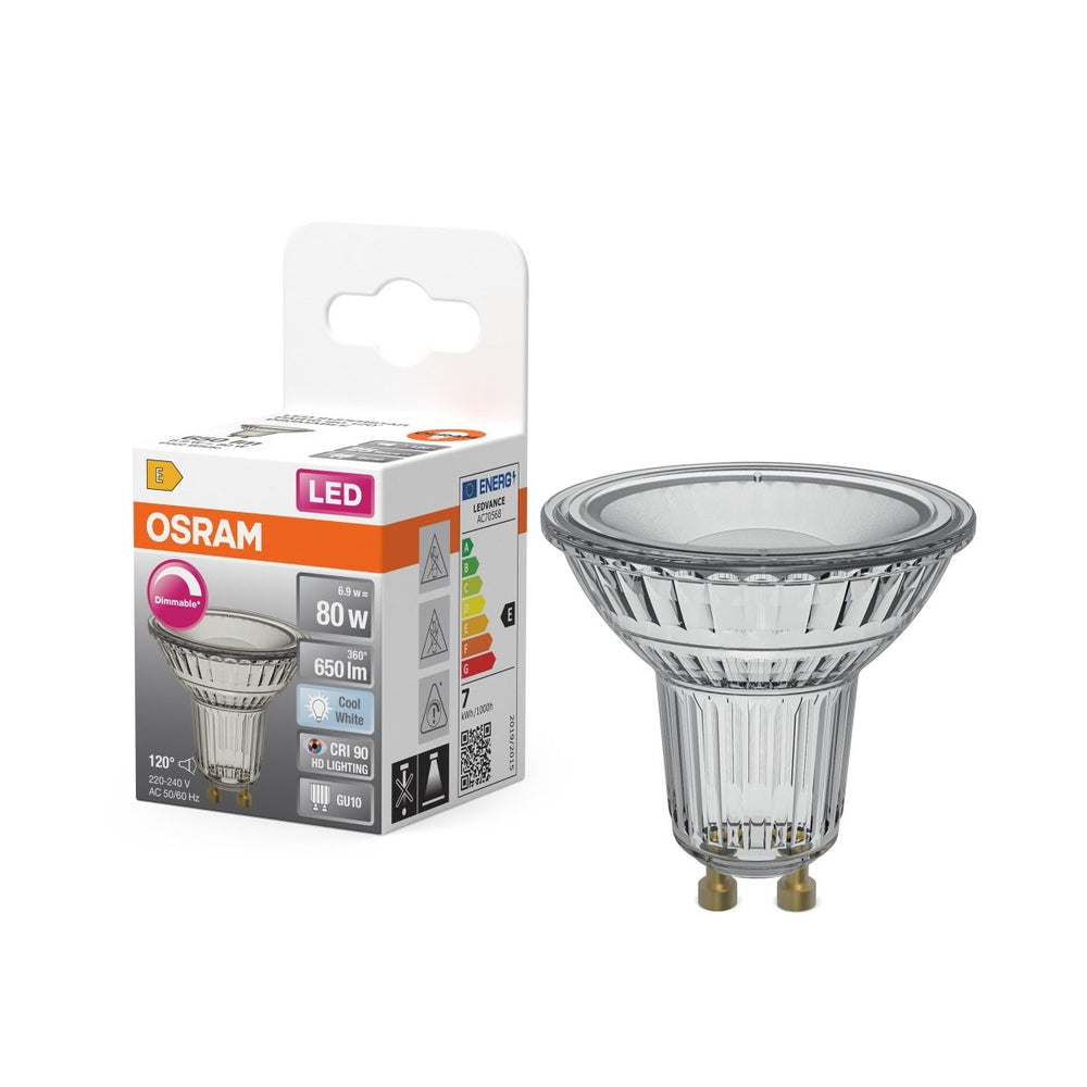 Stmívatelná LED bodovkaU10 7,9 W, studená bílá OSRAM
