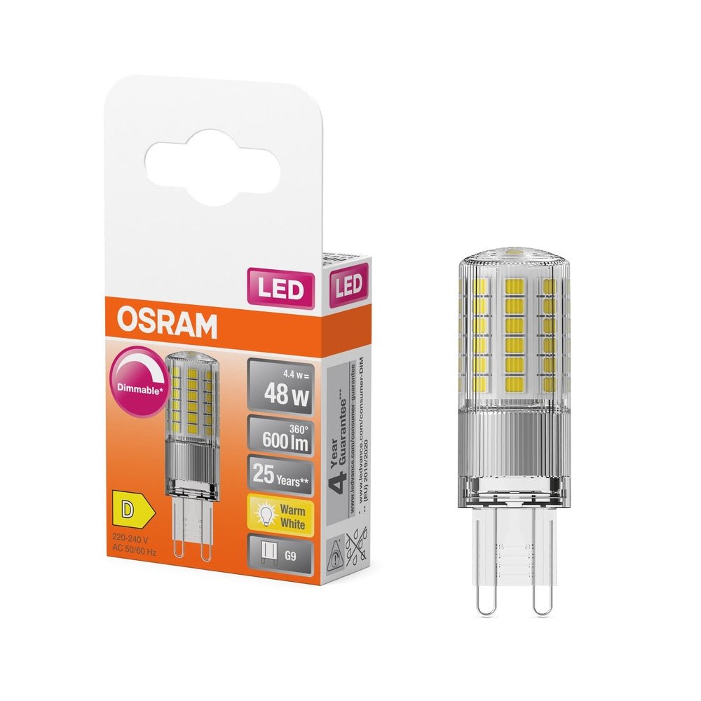 Stmívatelná LED žárovka 4.4W G9 PIN, teplá bílá