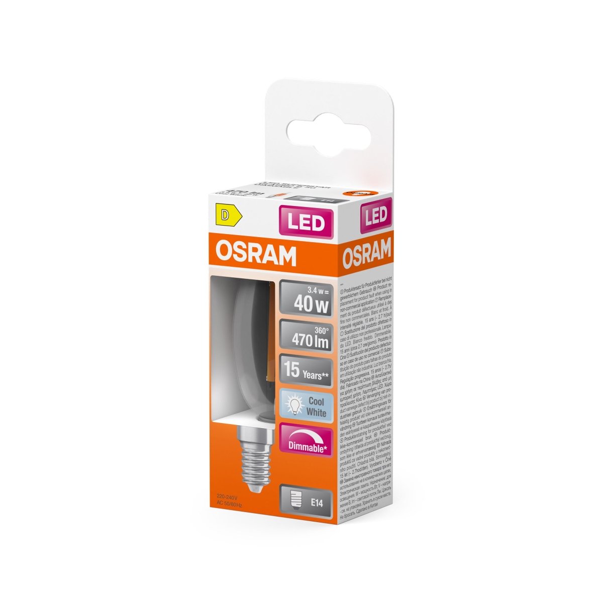 4099854445675 - Stmívatelná LED žárovka E14 4,8 W CLASSIC B, studená bílá OSRAM - Žárovka - LEDVANCE e - shop