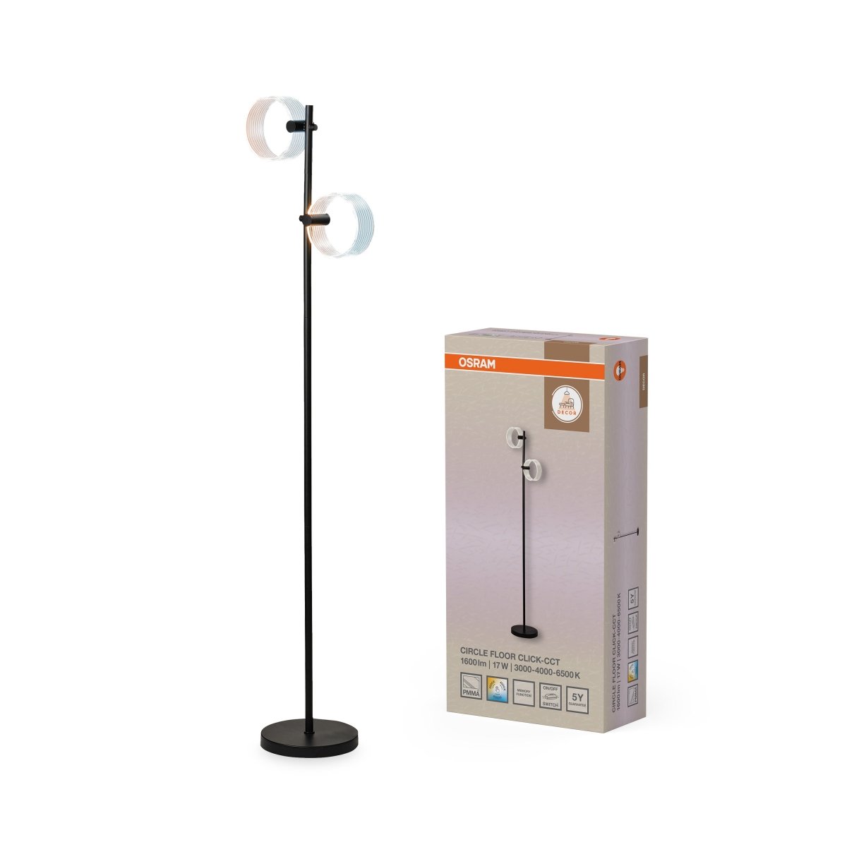 4058075847361 - Stojací lampa Circle, 17W, Nastavitelná bílá (ClickCCT), Černá - Czechia LEDVANCE e - shop