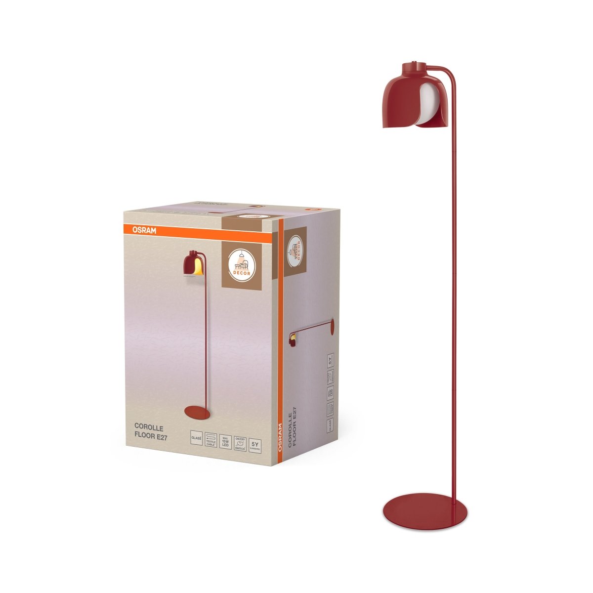 4058075849228 - Stojací lampa Corolle, 1x E27, Červená - Czechia LEDVANCE e - shop