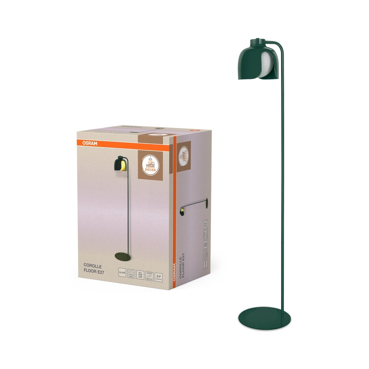 4058075849167 - Stojací lampa Corolle, 1x E27, Zelená - Czechia LEDVANCE e - shop
