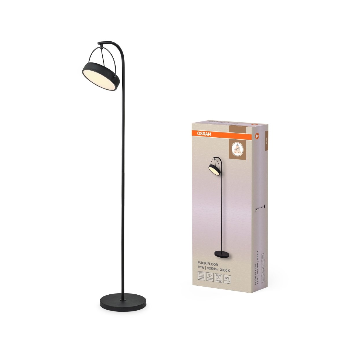 4058075846487 - Stojací lampa Puck, 12W, Teplá bílá, Černá - Czechia LEDVANCE e - shop