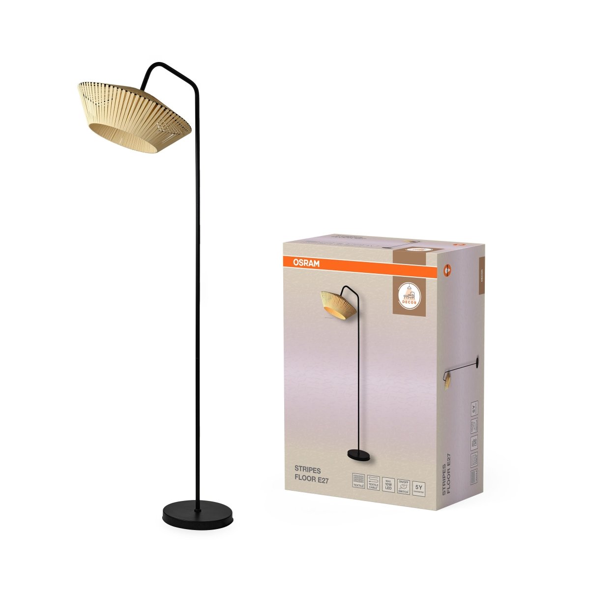 4058075848023 - Stojací lampa Stripes, 1x E27, Béžová - Czechia LEDVANCE e - shop