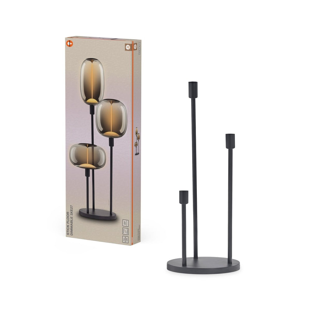 Stojací svítidlo Decor Stick, 3×E27, tmavě šedé