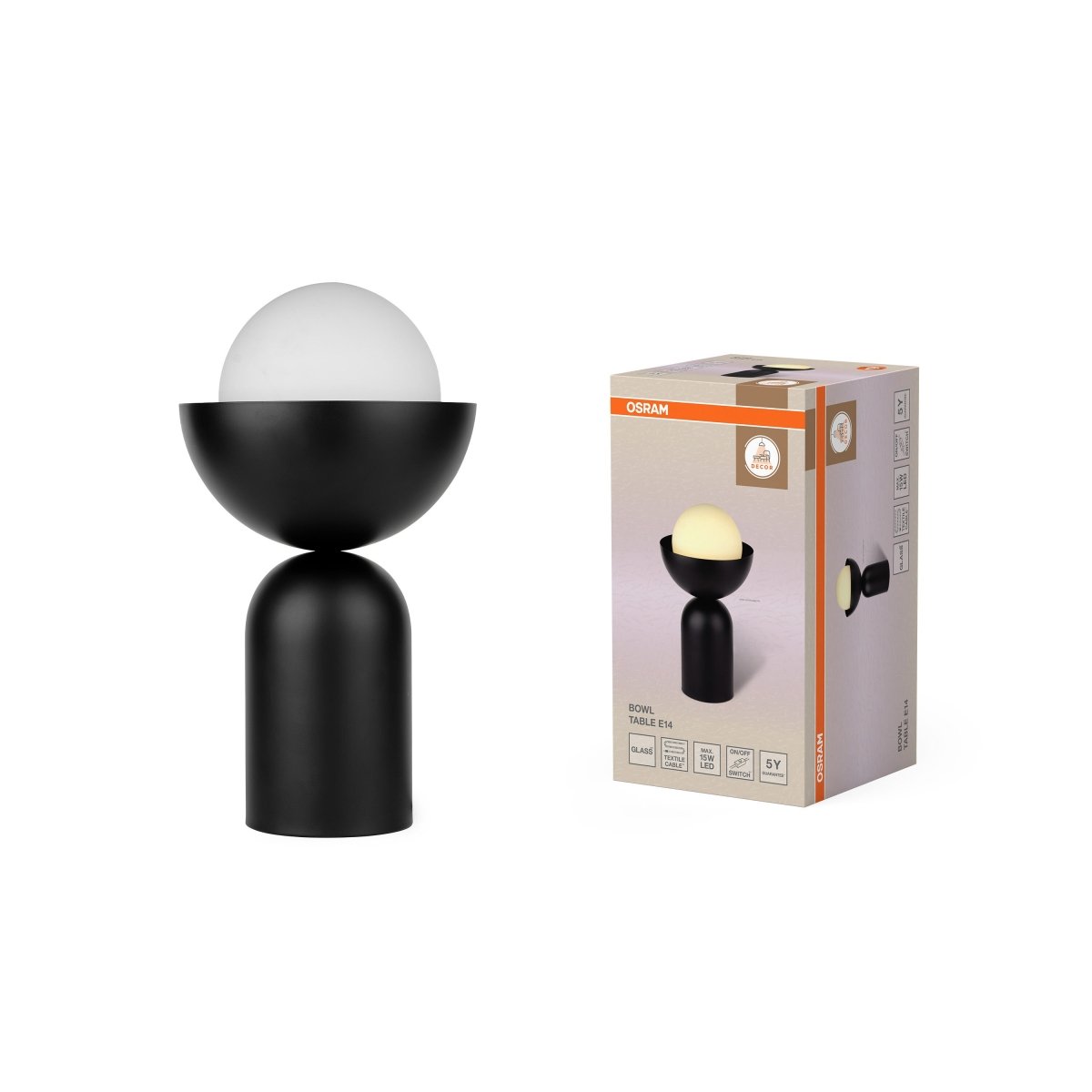 4058075847064 - Stolní lampa Bowl, 1x E14, Černá - Czechia LEDVANCE e - shop