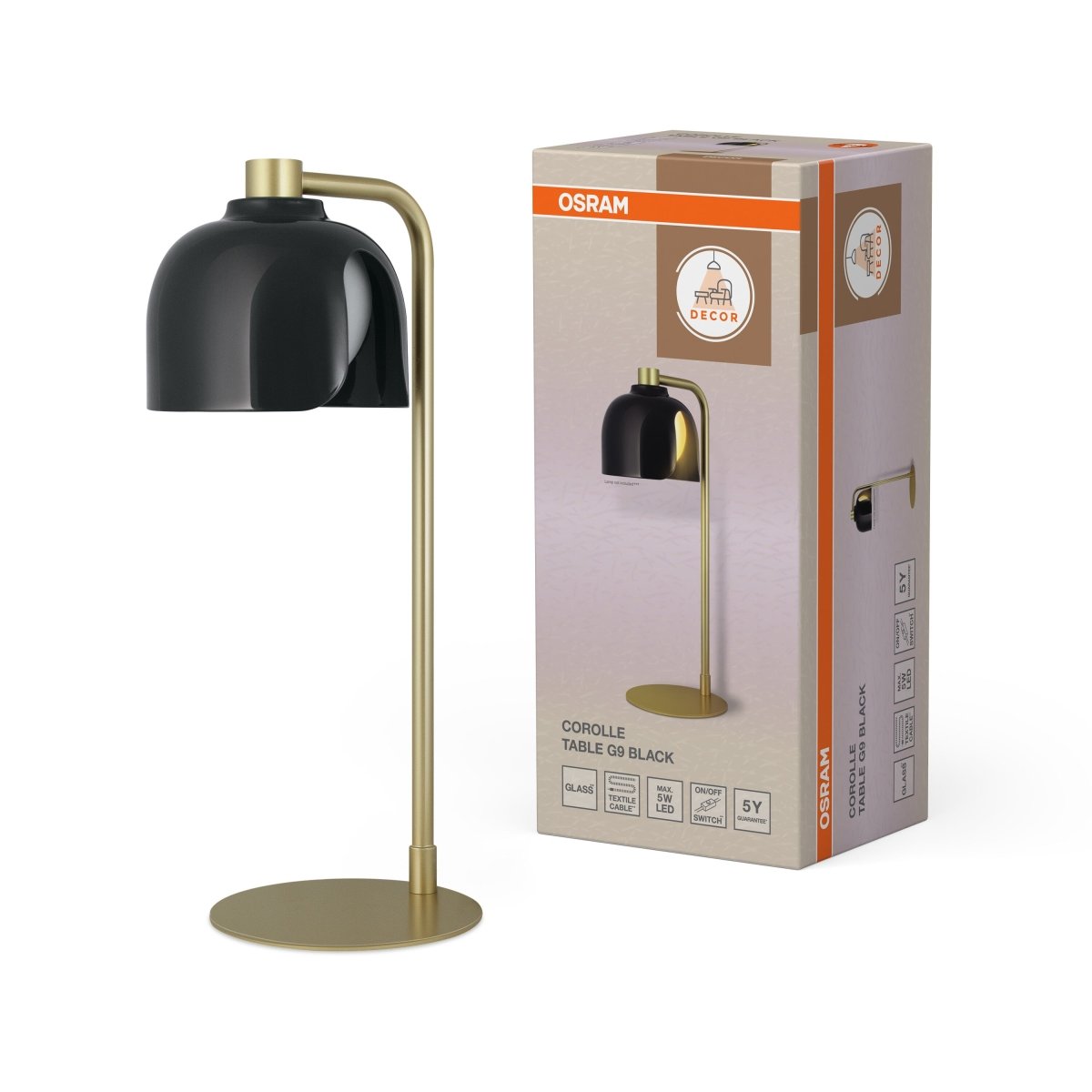 4058075848948 - Stolní lampa Corolle, 1x G9, Černá - Czechia LEDVANCE e - shop