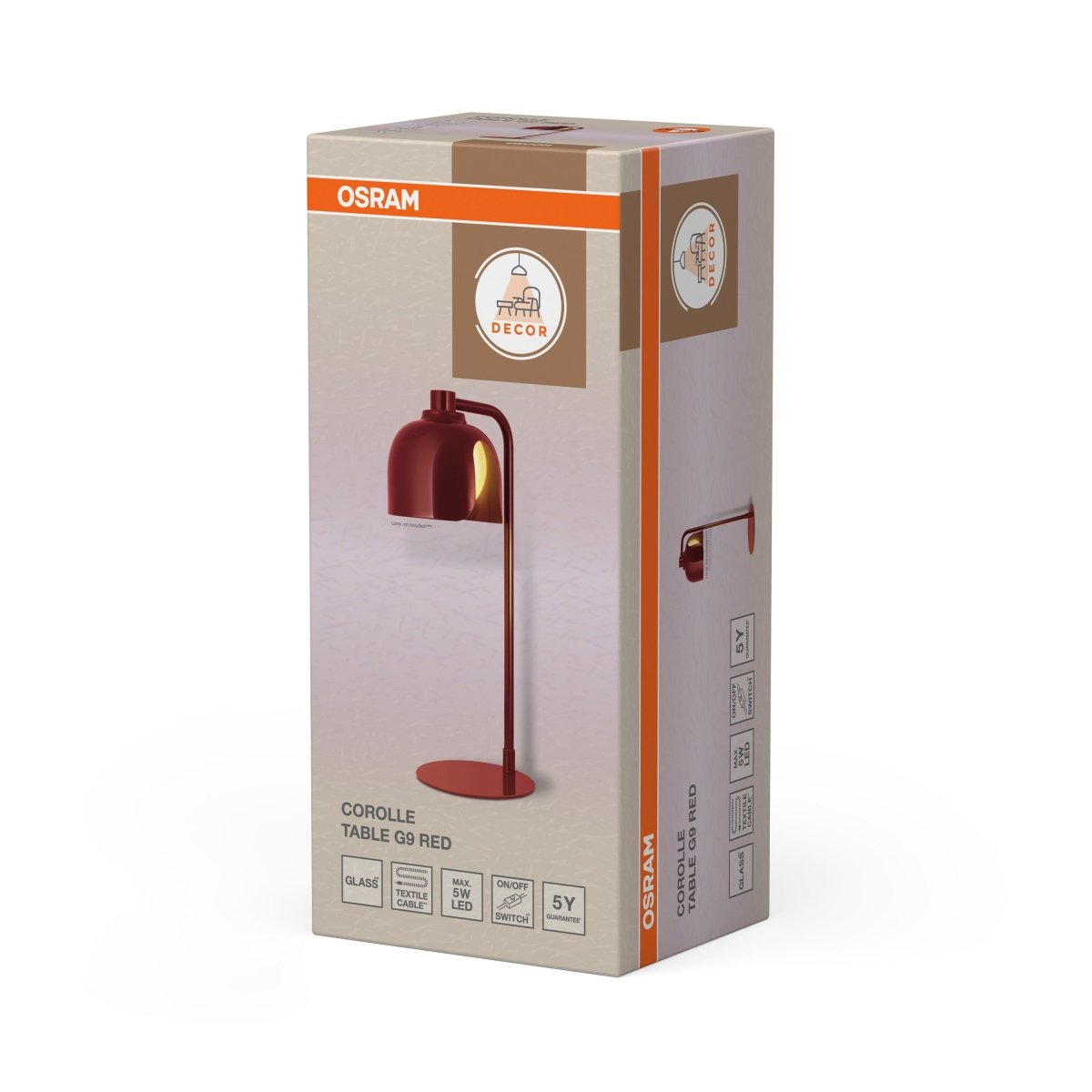 4058075848986 - Stolní lampa Corolle, 1x G9, Červená - Czechia LEDVANCE e - shop