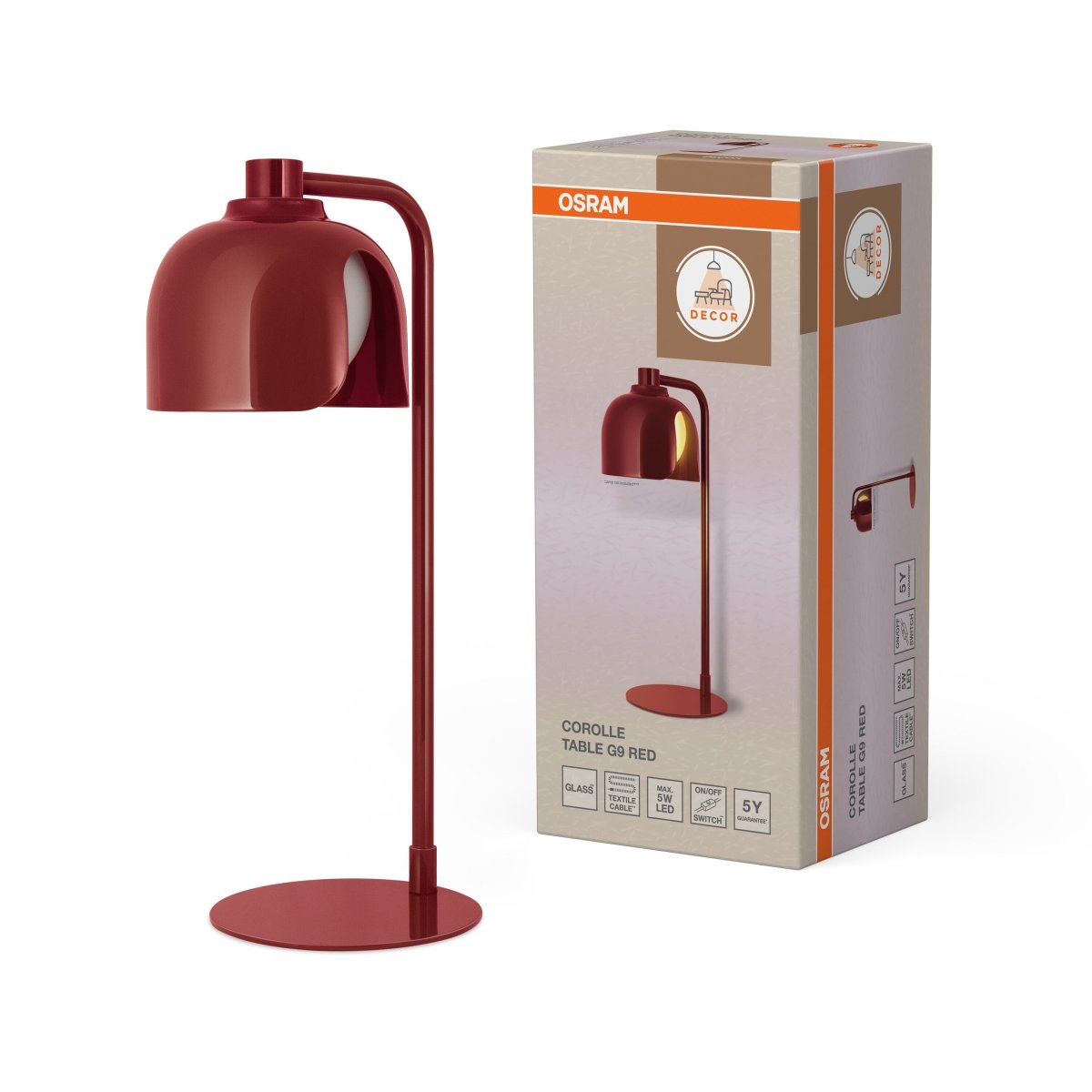 4058075848986 - Stolní lampa Corolle, 1x G9, Červená - Czechia LEDVANCE e - shop