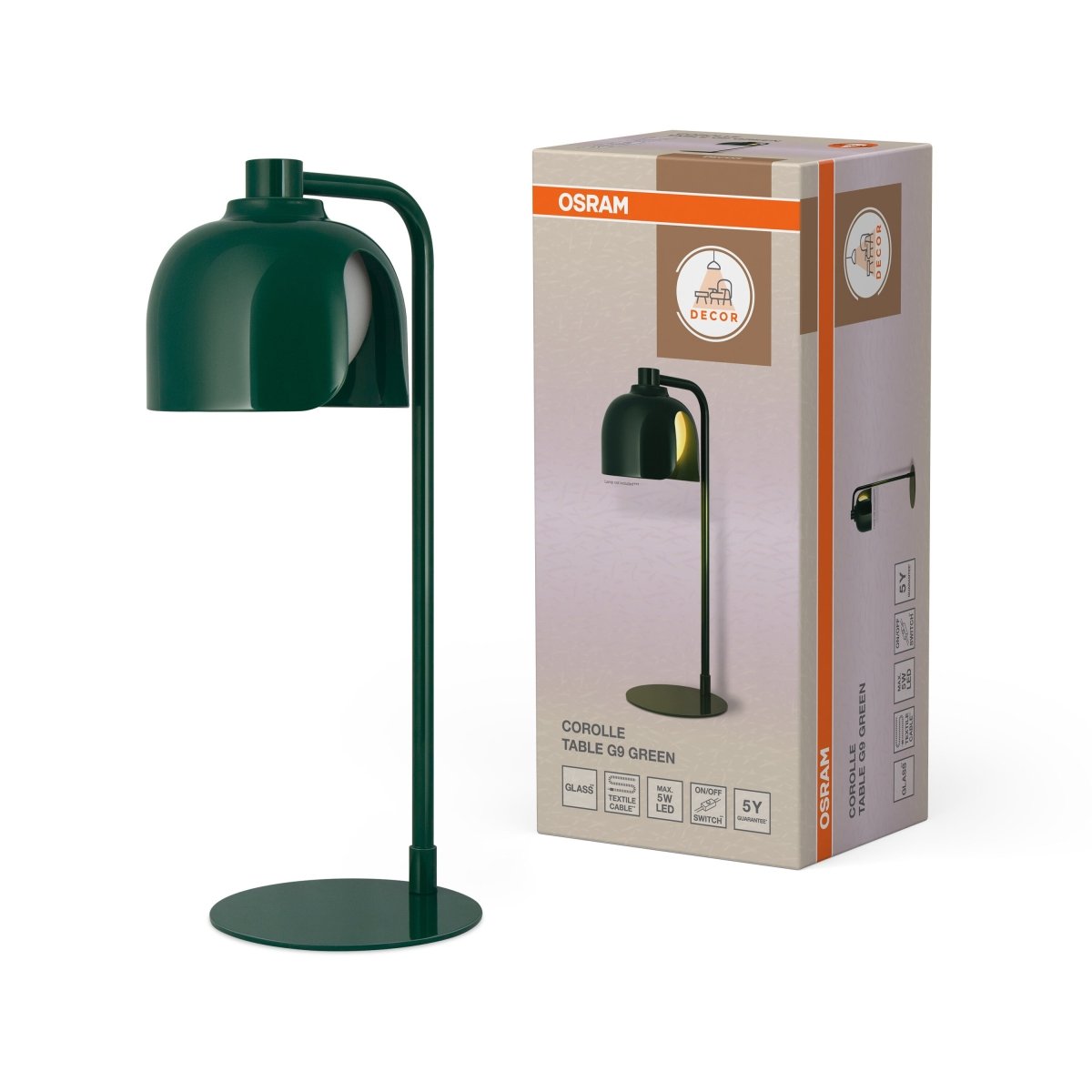 4058075848924 - Stolní lampa Corolle, 1x G9, Zelená - Czechia LEDVANCE e - shop