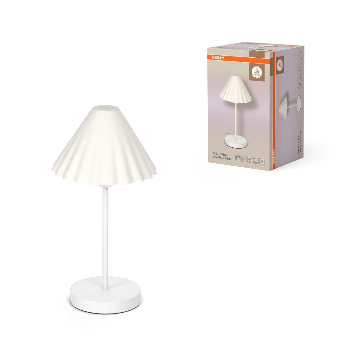 4099854454929 - Stolní lampa Decor Pulp E14 stmívatelná, Bílá - Stojací lampa - Czechia LEDVANCE e - shop
