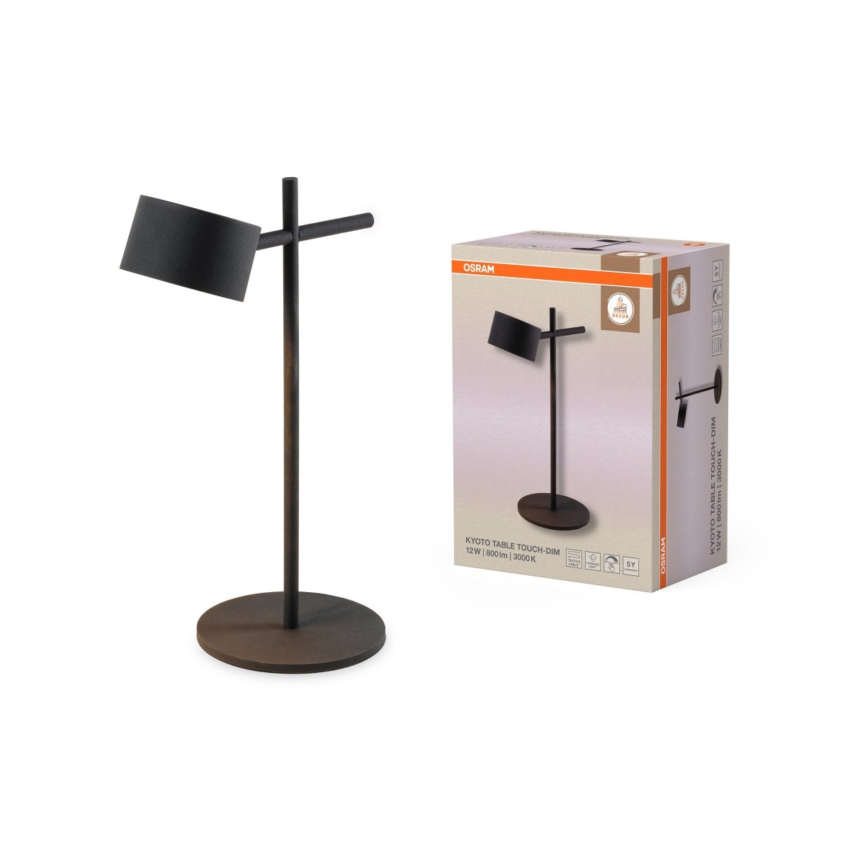 4058075846647 - Stolní lampa Kyoto, 12W, Teplá bílá, Dotykové stmívání, Černá - Czechia LEDVANCE e - shop