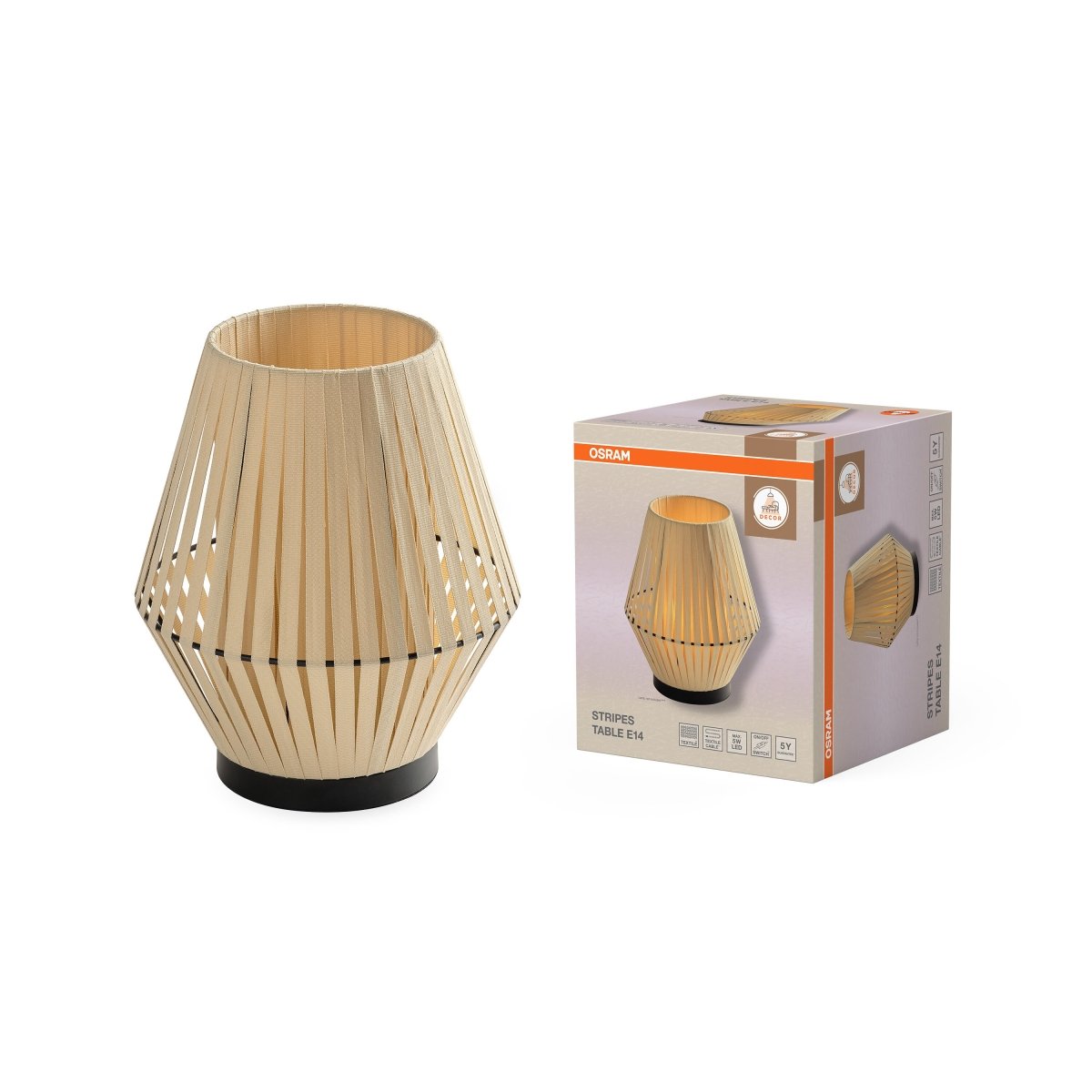 4058075848009 - Stolní lampa Stripes, 1x E14, Béžová - Czechia LEDVANCE e - shop