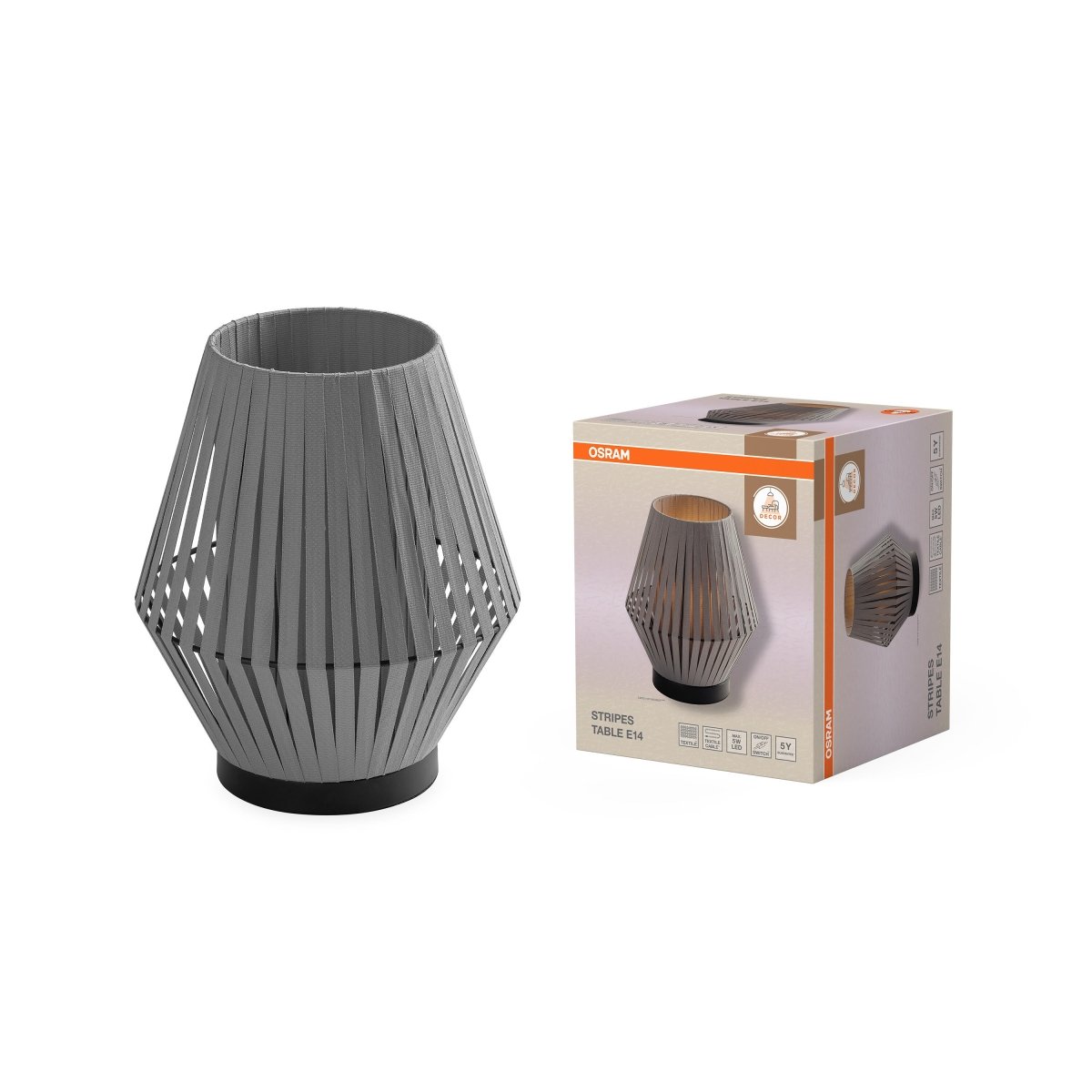 4058075848108 - Stolní lampa Stripes, 1x E14, Tmavě šedá - Czechia LEDVANCE e - shop