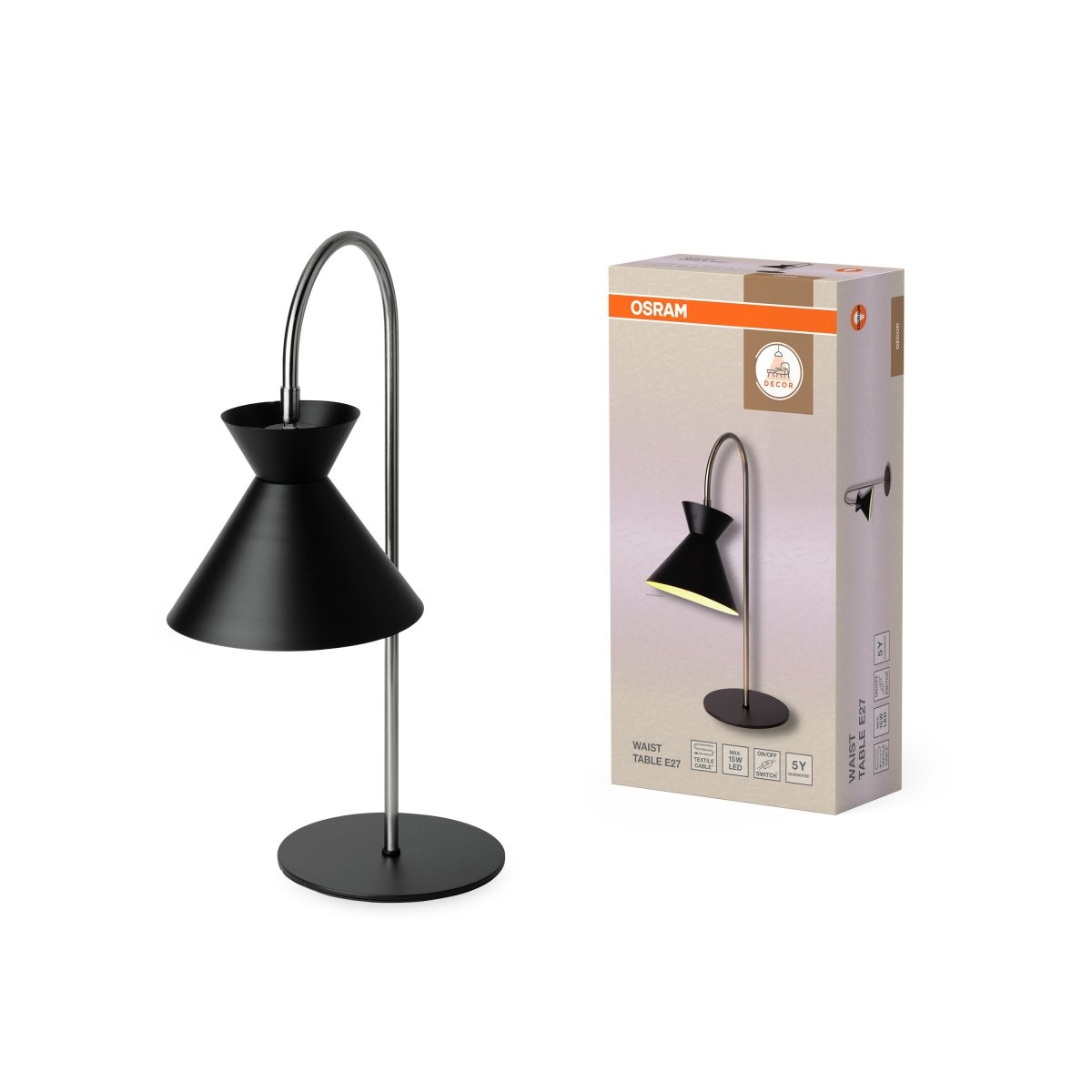 4058075846722 - Stolní lampa Waist, 1x E27, Černá - Czechia LEDVANCE e - shop