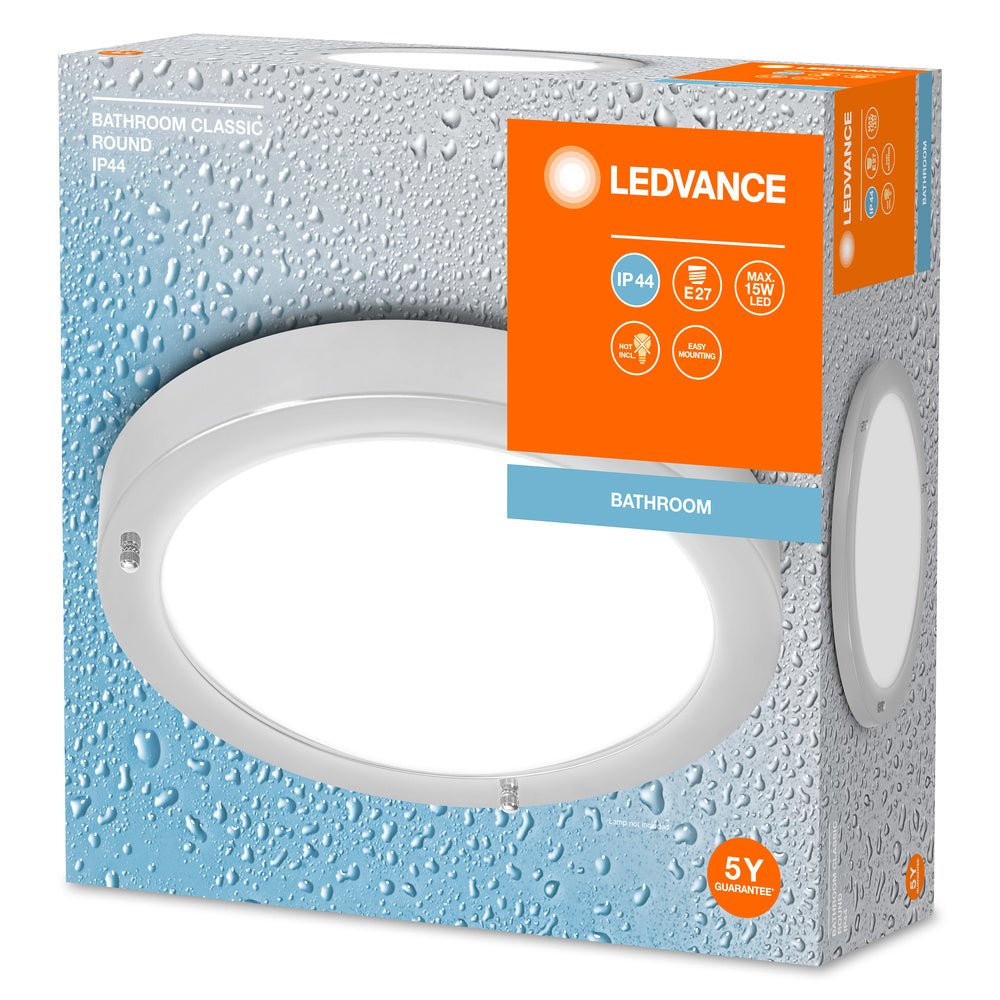 4099854103353 - Stříbrné koupelnové LED stropní svítidlo E27 CLASSIC ROUND - Nástěnné svítidlo - LEDVANCE e - shop
